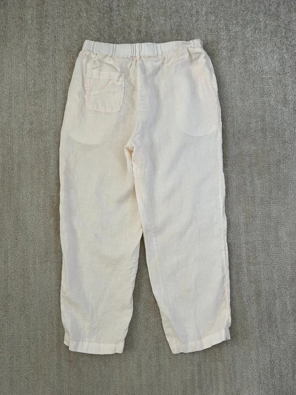Quince 100% European Linen Pull On Pants S Elastic Waist Relaxed Straight Crop